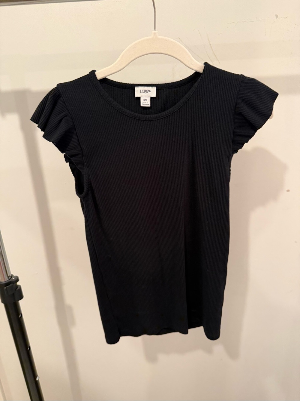 J. Crew Black Ribbed Flutter Tank Top